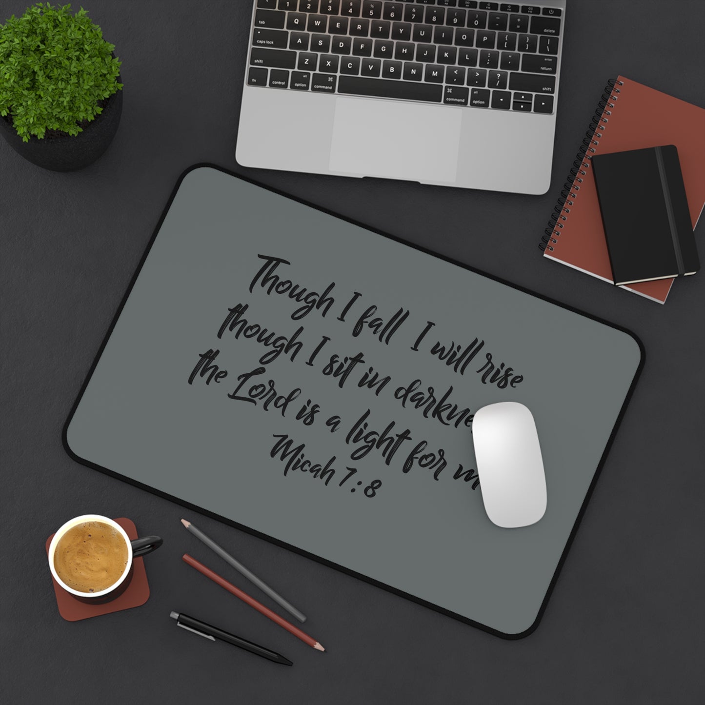 Inspirational Desk Mat with Micah 7:8 Quote, Motivational Office Decor, Teacher Gift, Christian Home Office, Desk Accessory