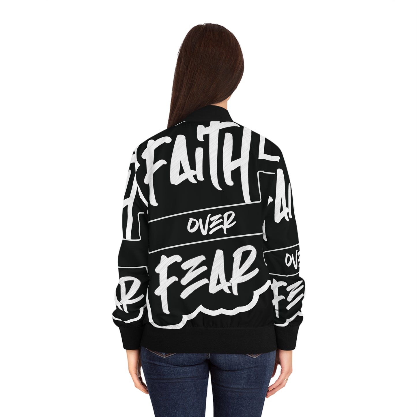 Womens Faith over Fear Bomber Jacket