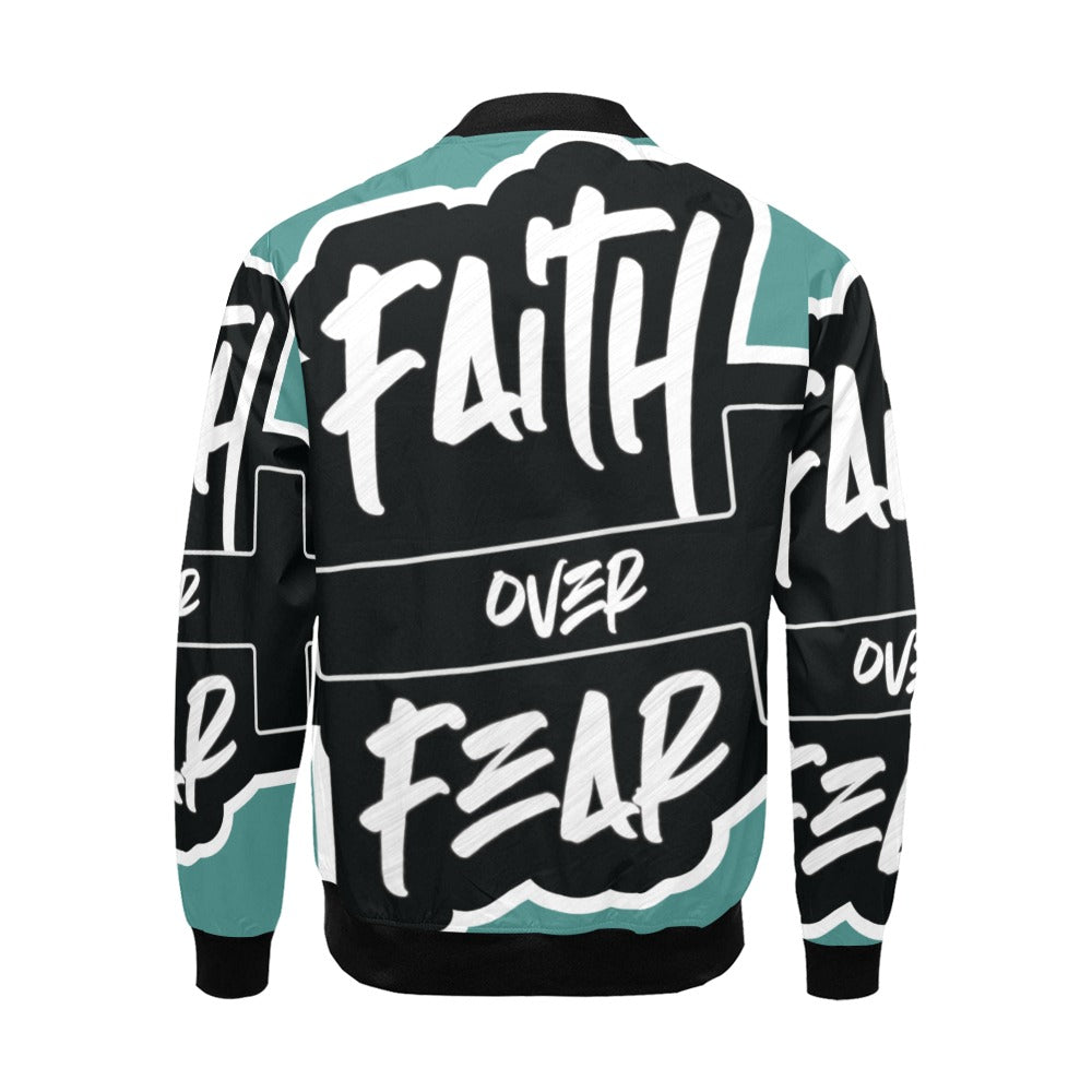 FAITH OVER FEAR All Over Print Bomber Jacket for Men (Model H19)