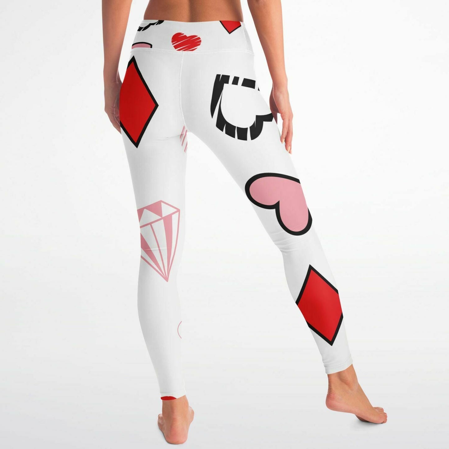 White And Red Ai Heart Yoga Leggings - Aop