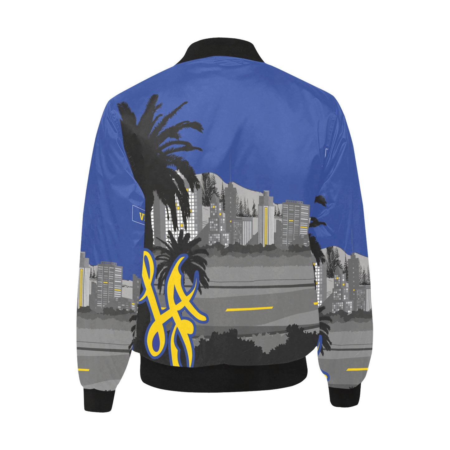 rams All Over Print Quilted Bomber Jacket for Men (Model H33)