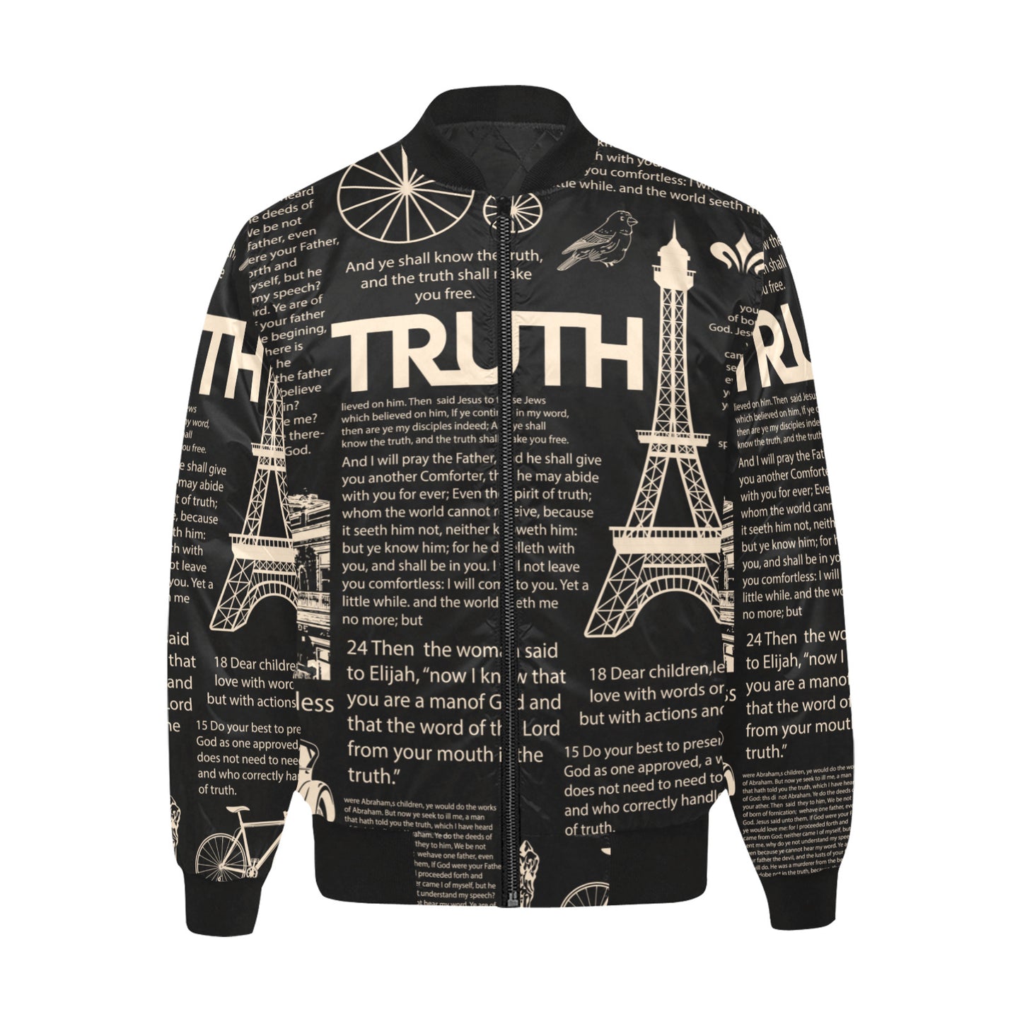 scripture print pb quilted All Over Print Quilted Bomber Jacket for Men (Model H33)