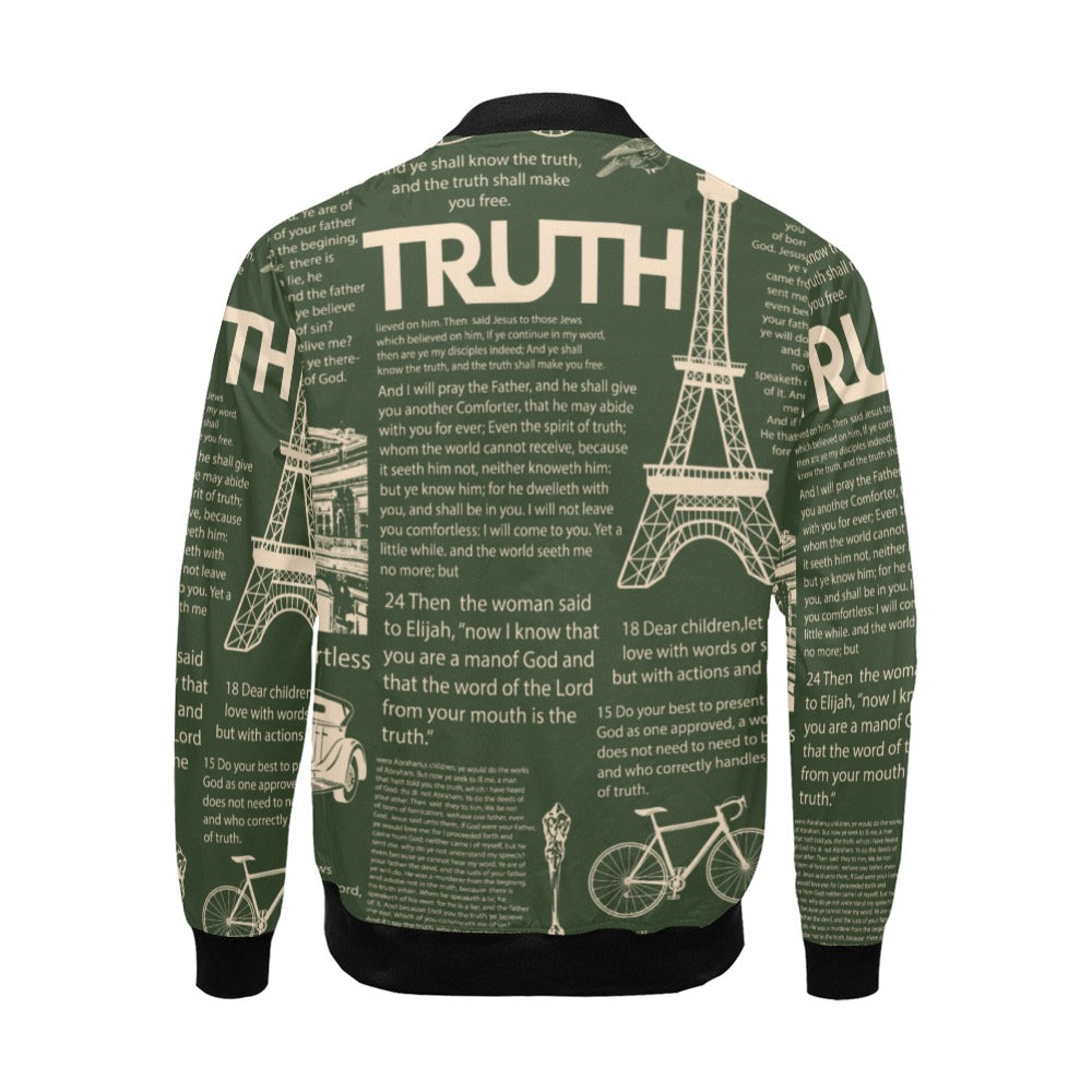 SCRIPTURE PRINT WINDBREAKER All Over Print Bomber Jacket for Men (Model H19)