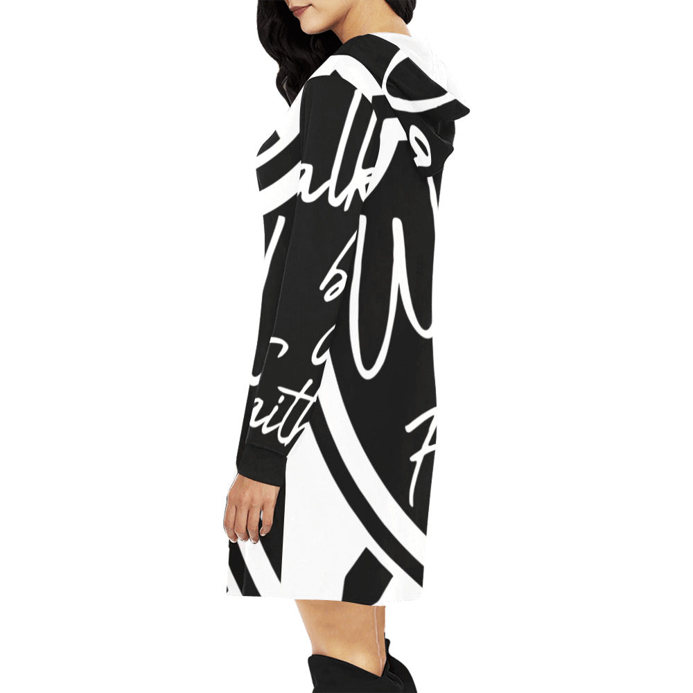 white script design All Over Print Hoodie Mini Dress (Model H27)