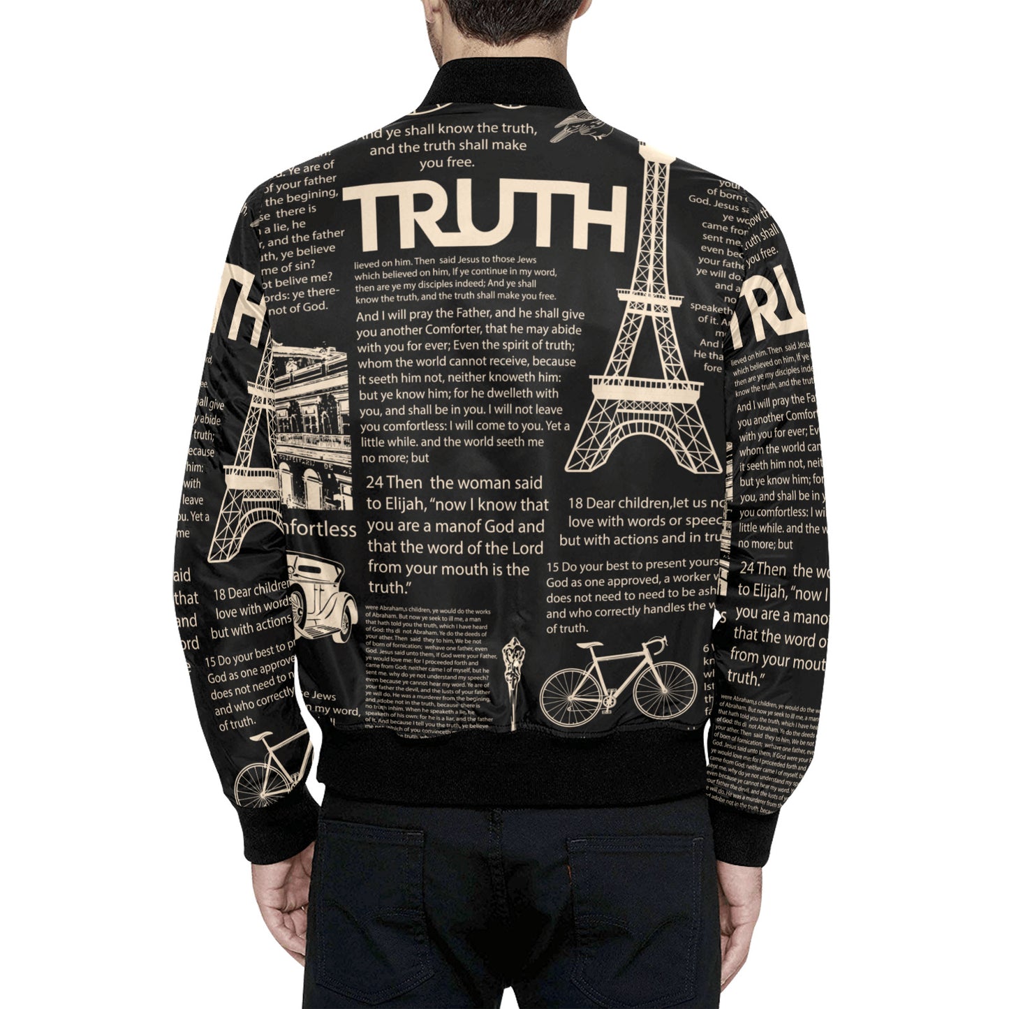 Scripture Print Puff Bomber