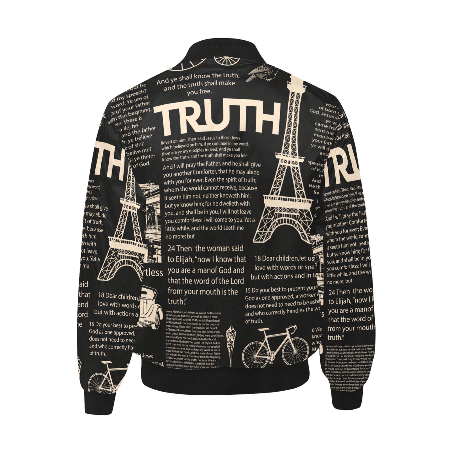 scripture print pb quilted All Over Print Quilted Bomber Jacket for Men (Model H33)