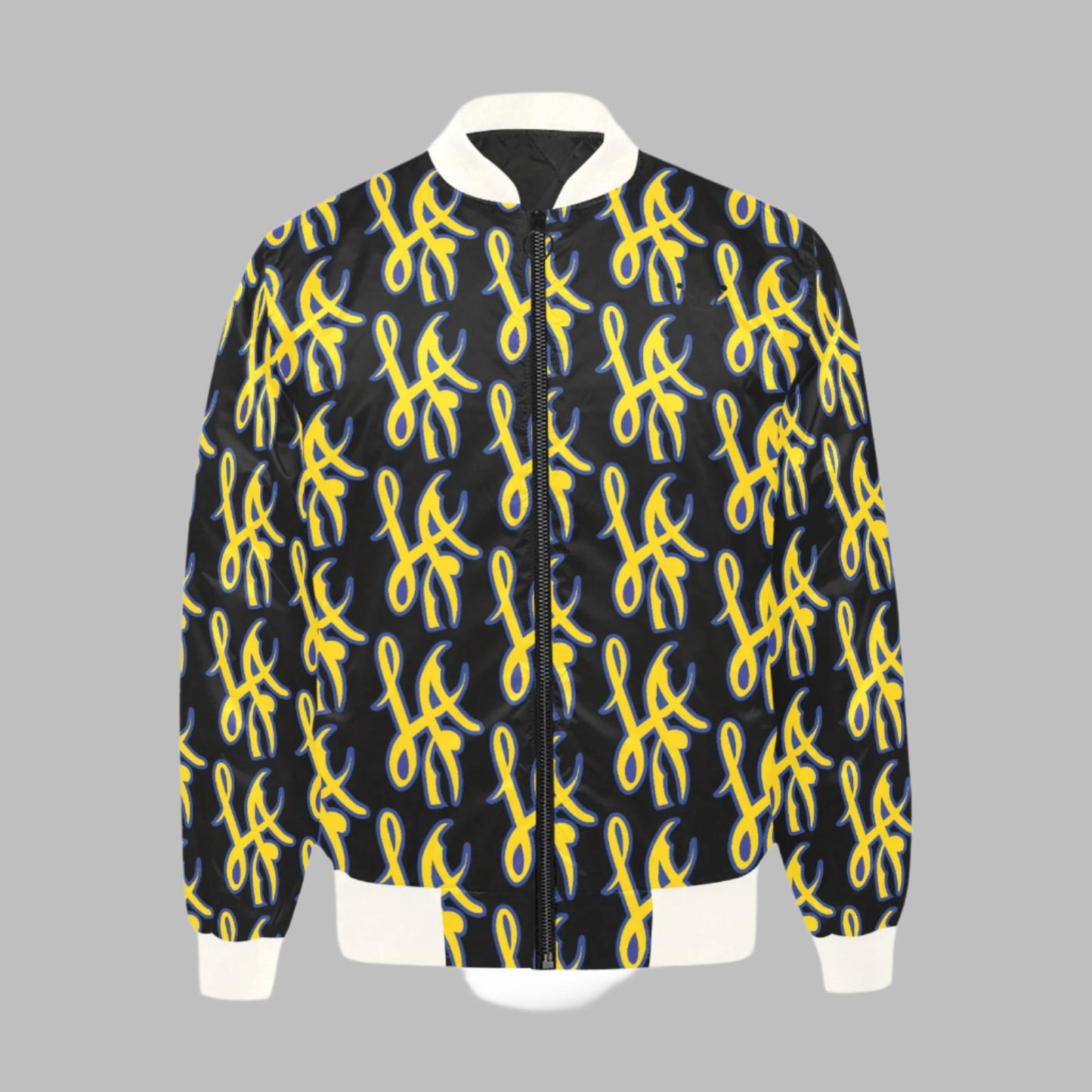 LA Design All Over Print Quilted Bomber Jacket for Men