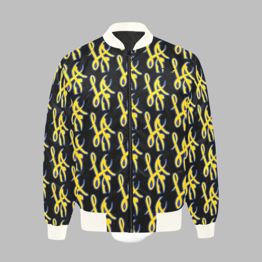 LA Design All Over Print Quilted Bomber Jacket for Men