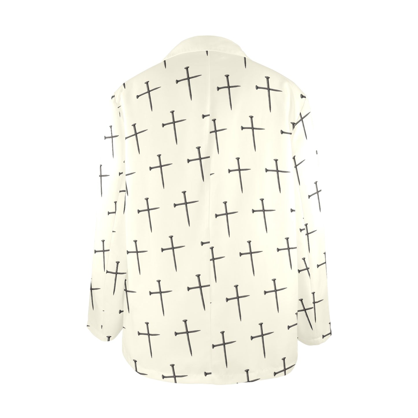 thin-black-cross-to-resemble Women's All Over Print Blazer (Model H64)