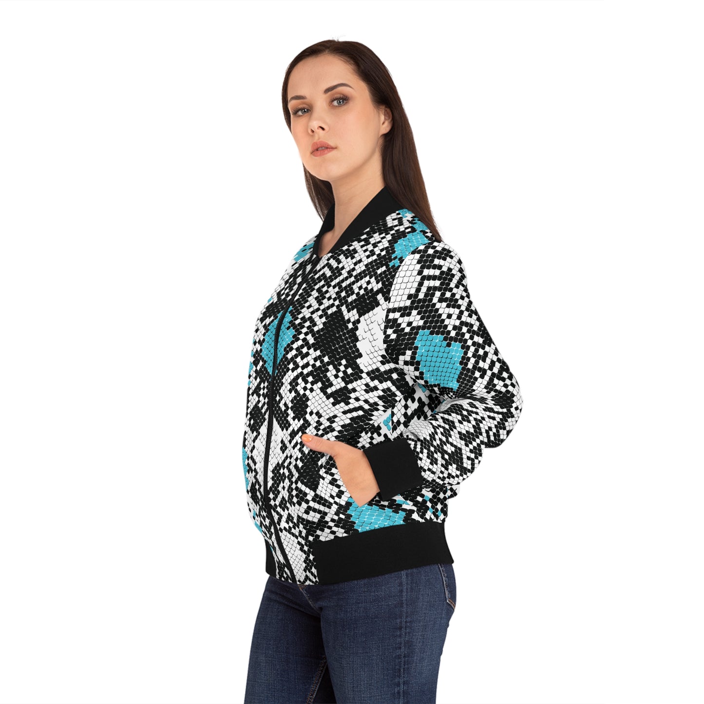 Python Snake Skin Women's Bomber Jacket