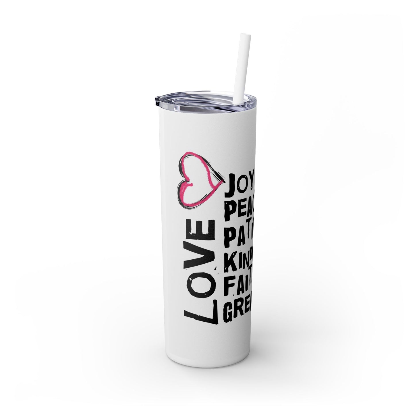 Joyful Skinny Tumbler with Straw, 20oz - Motivational Drinkware, Inspirational Gift, Eco-Friendly Cup, Perfect for Holidays