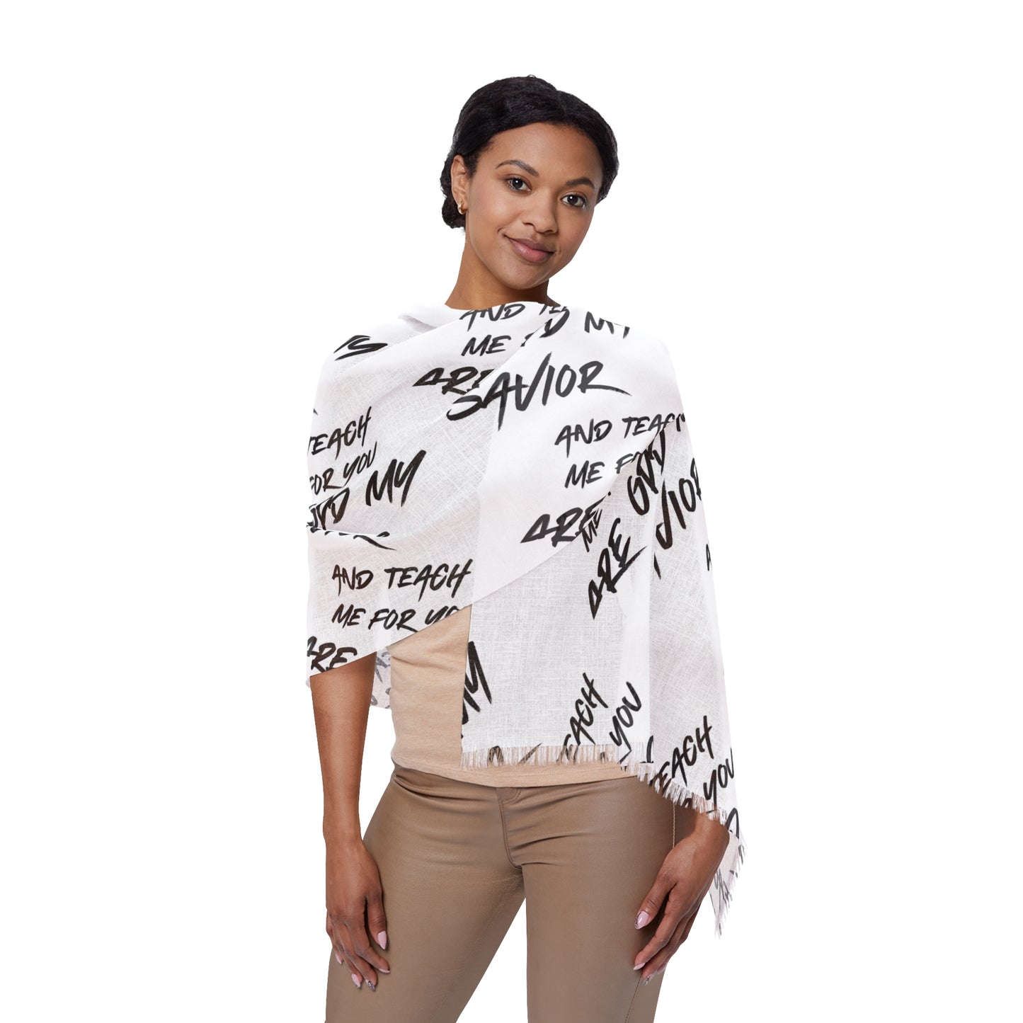 Inspirational Light Scarf with Psalms Quotes | Faith Accessory, Lightweight Wrap for Spring, Motivational Gift, Daily Affirmation