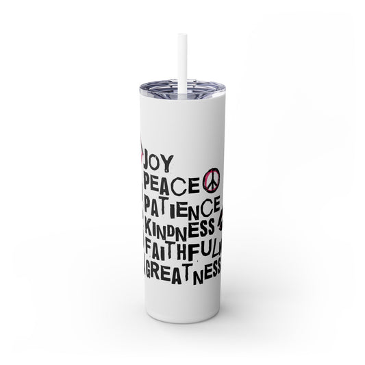 Joyful Skinny Tumbler with Straw, 20oz - Motivational Drinkware, Inspirational Gift, Eco-Friendly Cup, Perfect for Holidays