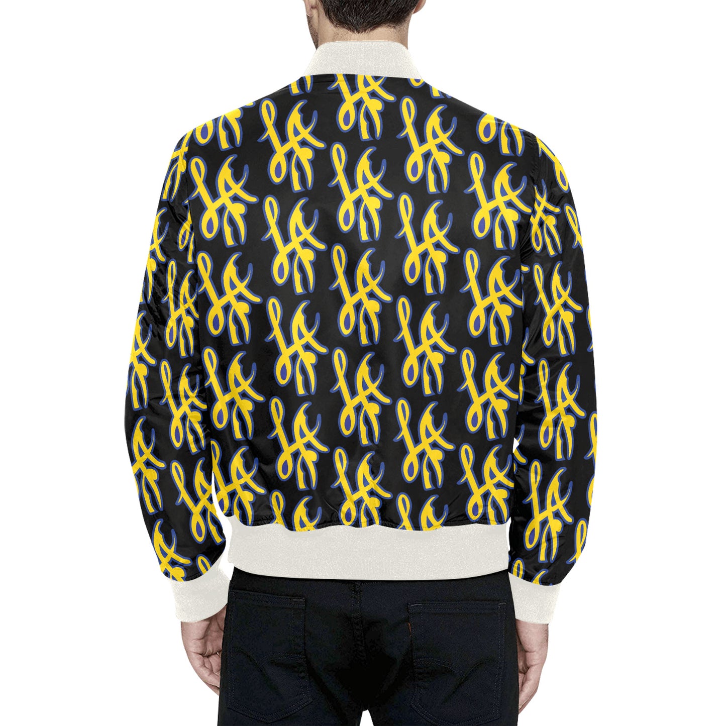 LA Design All Over Print Quilted Bomber Jacket for Men