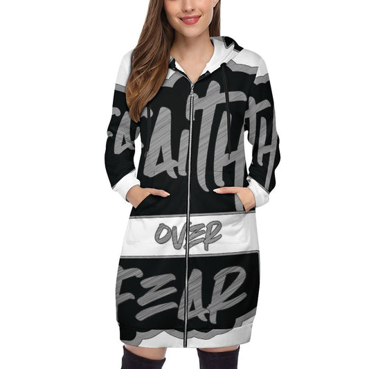 Faith Over Fear Hooded Sweatshirt Dress Hoodie /