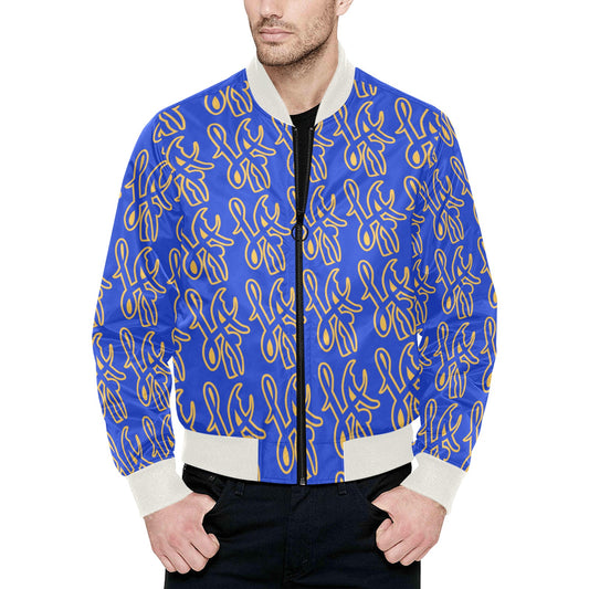 LA RAMS All Over Print Quilted Bomber Jacket for Men (Model H33)