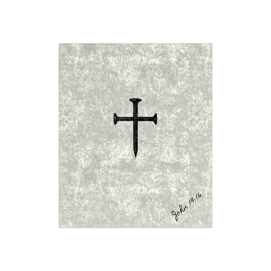Nailed Cross ,inspired Stylish Crushed Velvet Blanket, Cozy Home Decor, Luxury Gift, Modern Living Room, Soft Throw Blanket, Chic Design for Any Occasion