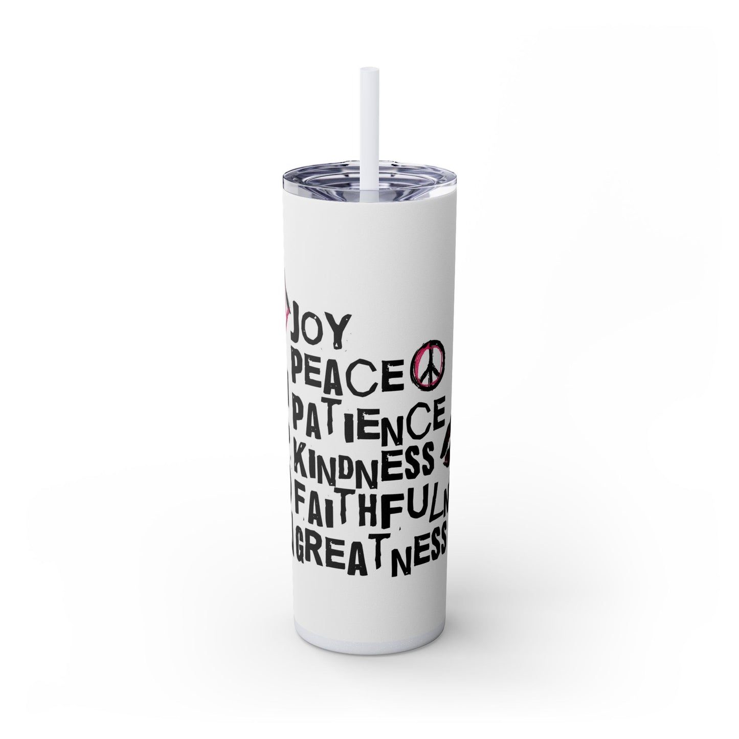 Joyful Skinny Tumbler with Straw, 20oz - Motivational Drinkware, Inspirational Gift, Eco-Friendly Cup, Perfect for Holidays