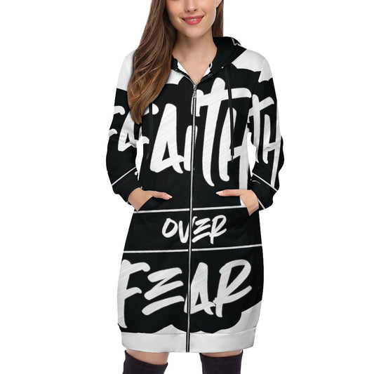 Faith Over Fear Hooded Sweatshirt Dress Hoodie/ Jacket