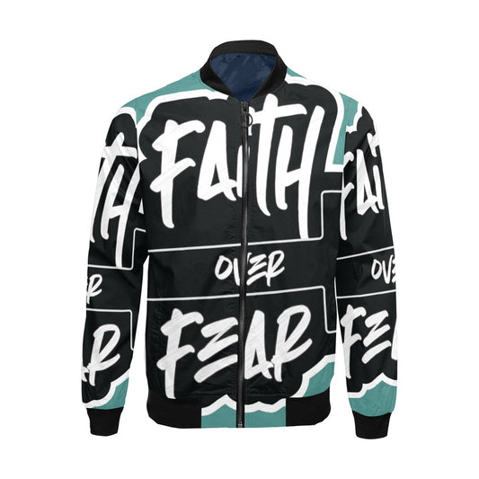 FAITH OVER FEAR All Over Print Bomber Jacket for Men (Model H19)