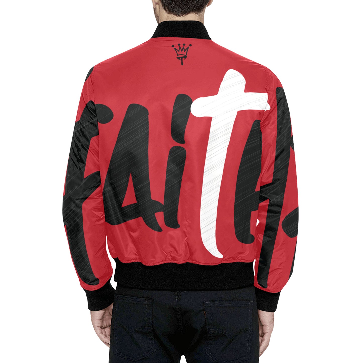 FAITH All Over Print Quilted Bomber Jacket for Men (Model H33)
