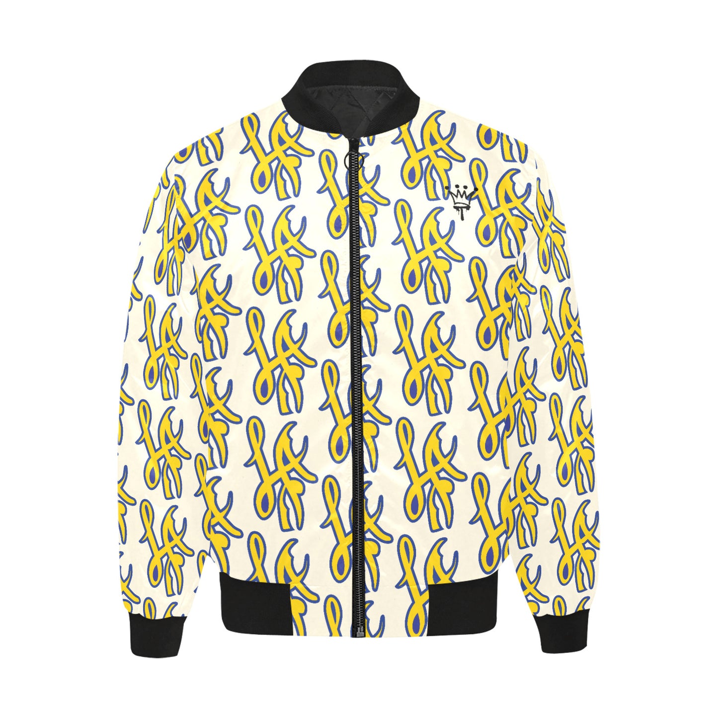 LA Design All Over Print Quilted Bomber Jacket for Men