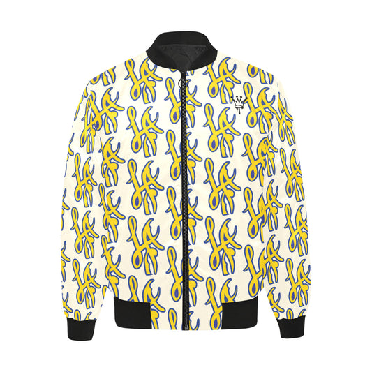 LA Design All Over Print Quilted Bomber Jacket for Men