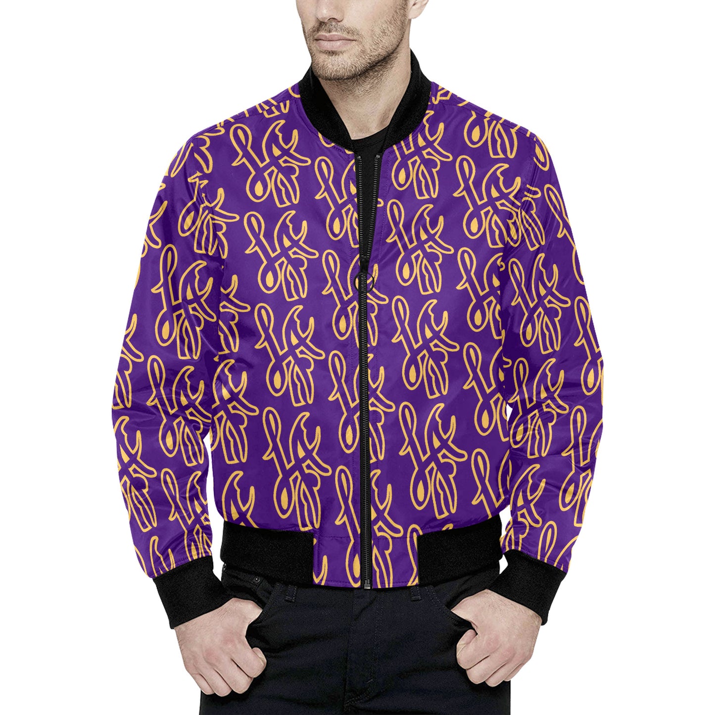 LA All Over Print Quilted Bomber Jacket for Men