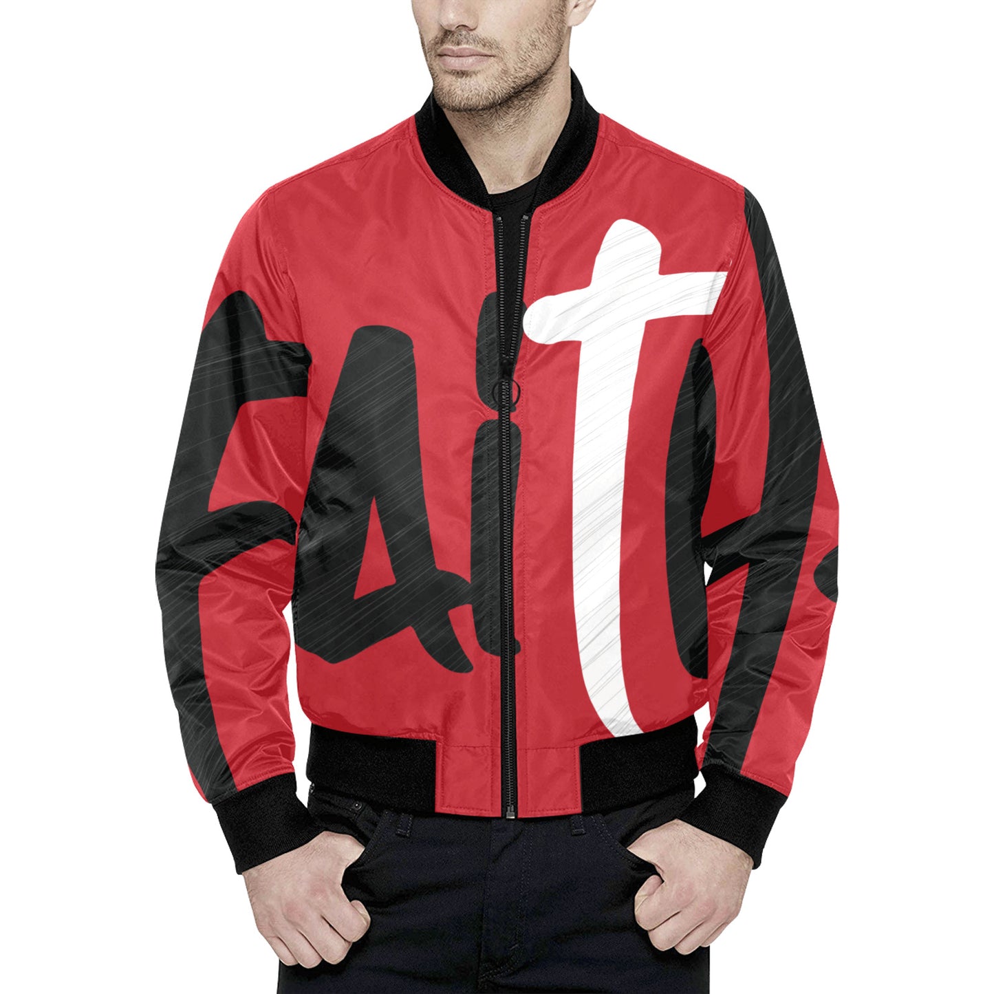 FAITH All Over Print Quilted Bomber Jacket for Men (Model H33)