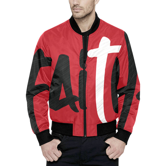 FAITH All Over Print Quilted Bomber Jacket for Men (Model H33)