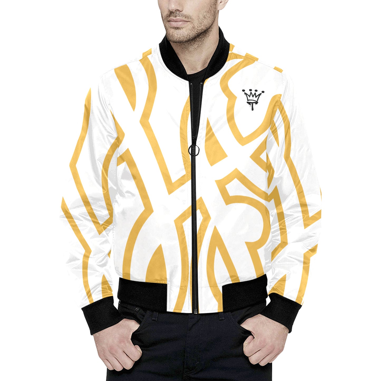 LA All Over Print Quilted Bomber Jacket for Men (Model H33)