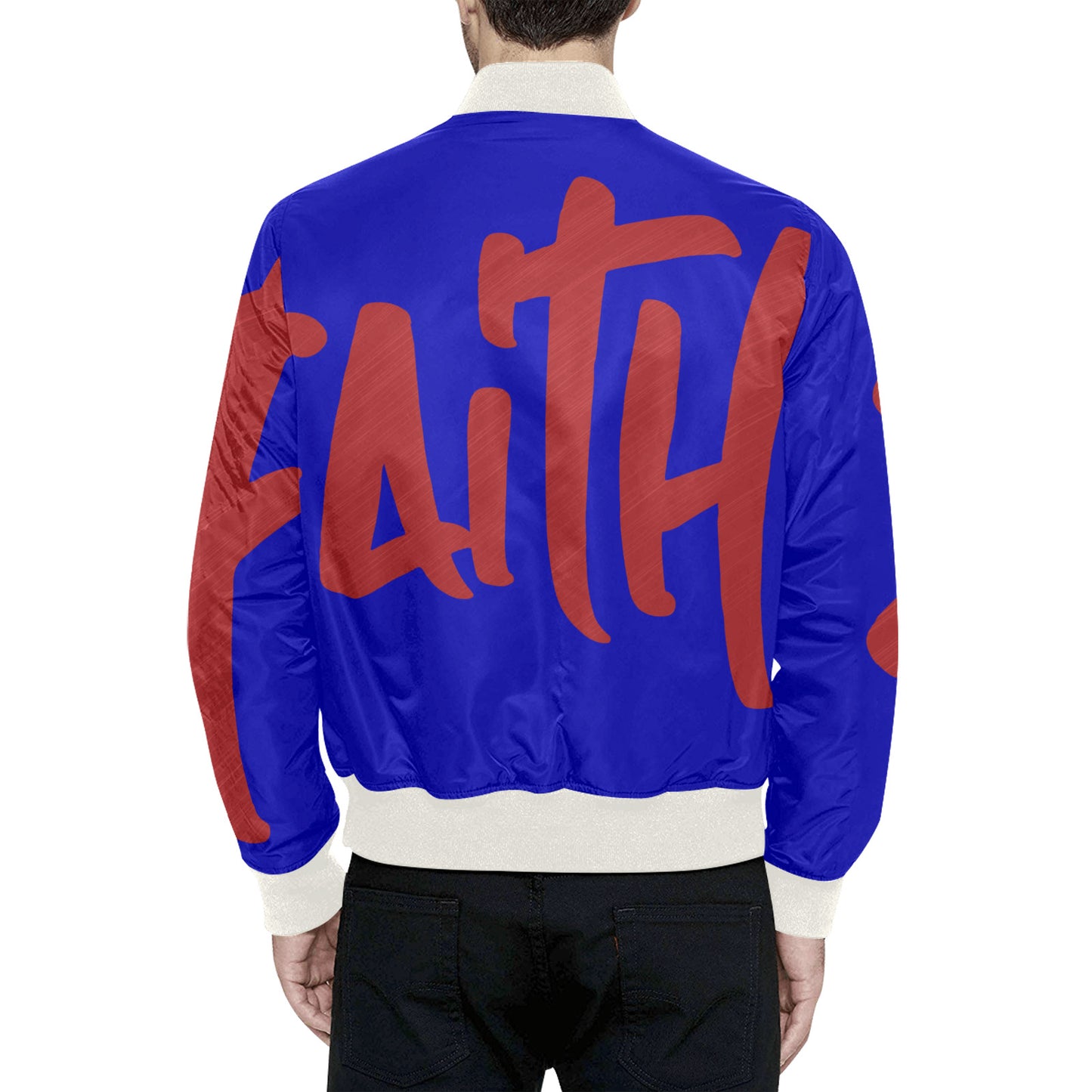 faith All Over Print Quilted Bomber Jacket for Men