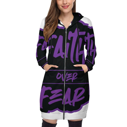 Faith Over Fear  Hooded Sweatshirt Dress Hoodie/ Jacket