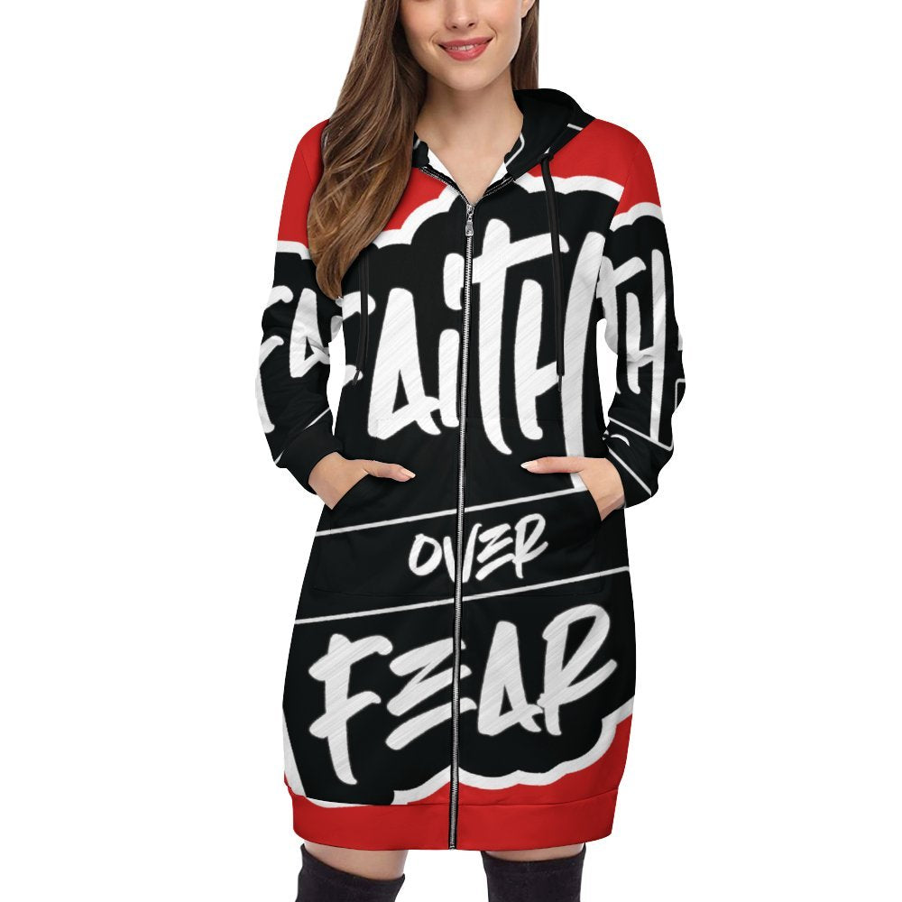 Faith Over Fear Hooded Sweatshirt Dress Hoodie/ Jacket