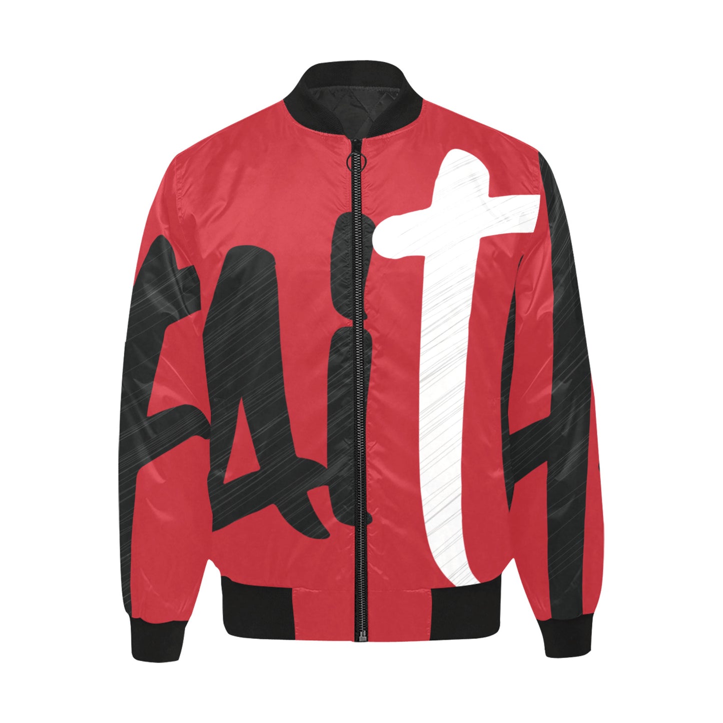 FAITH All Over Print Quilted Bomber Jacket for Men (Model H33)