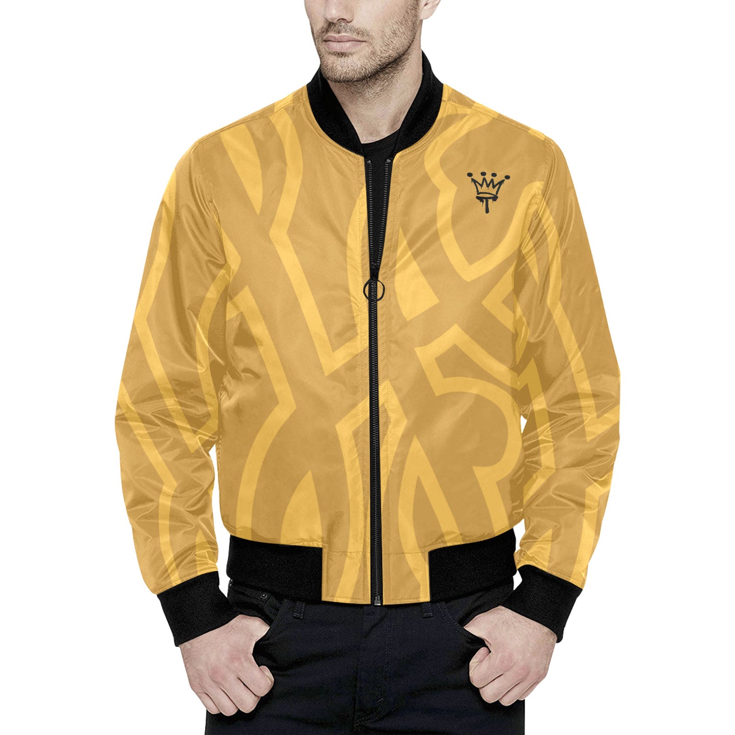 LA All Over Print Quilted Bomber Jacket for Men