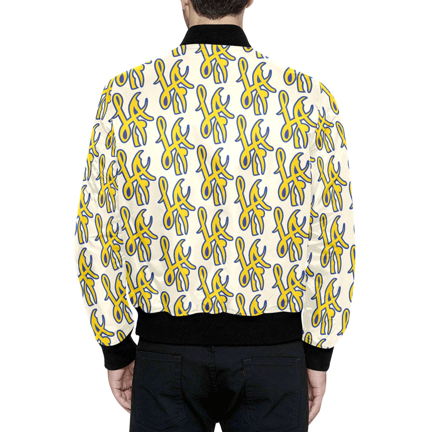LA Design All Over Print Quilted Bomber Jacket for Men