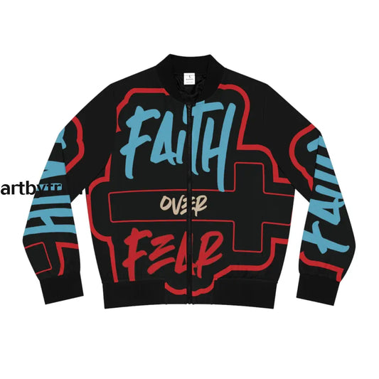 Faith Over Fear Bomber Jacket (Aop) Seam Thread Color Automatically Matched To Design / S All Over