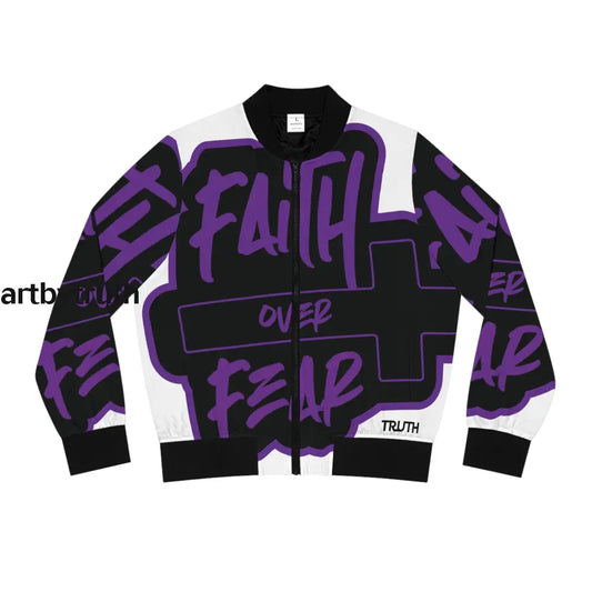 Faith Over Fear Bomber Jacket Seam Thread Color Automatically Matched To Design / S All Over Prints