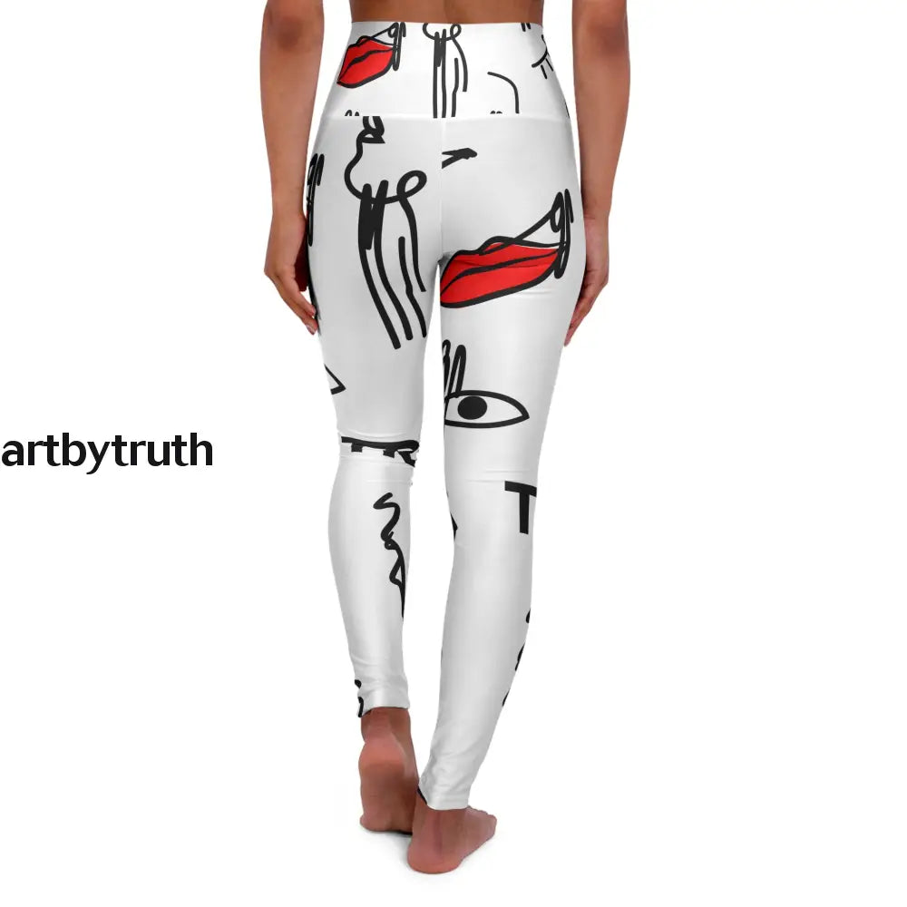 Line Art High Waisted Yoga Leggings All Over Prints