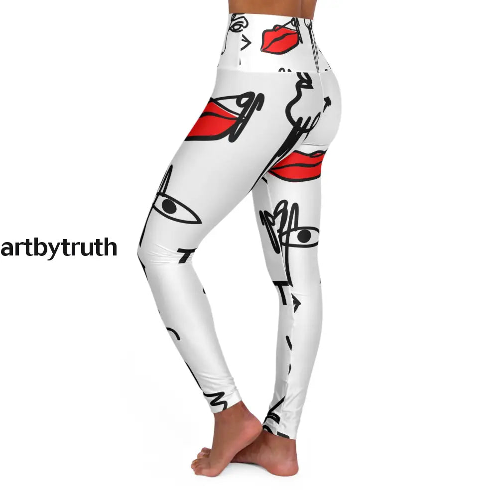 Line Art High Waisted Yoga Leggings All Over Prints