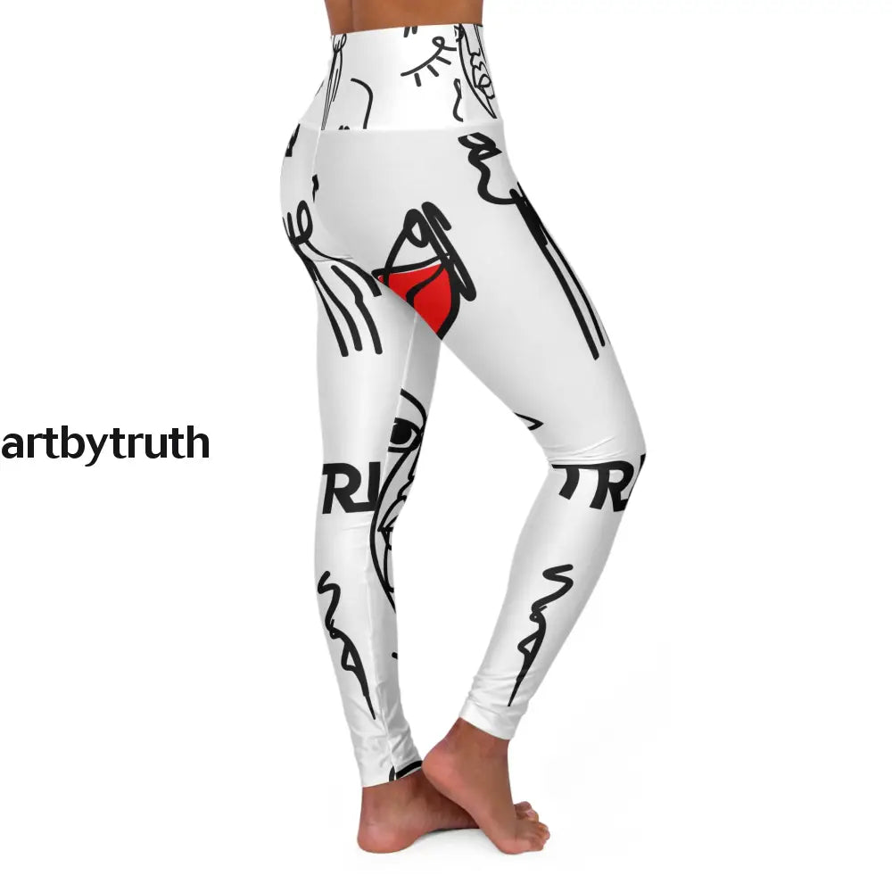 Line Art High Waisted Yoga Leggings All Over Prints