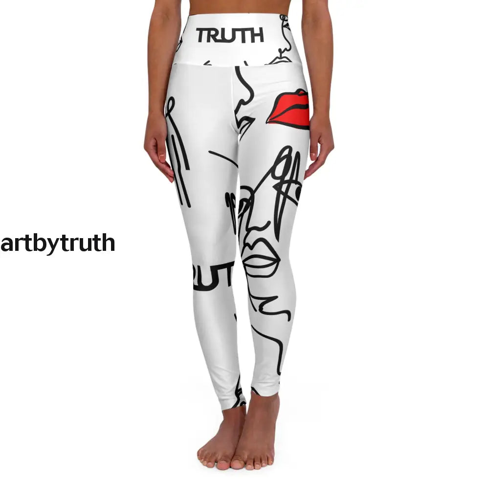 Line Art High Waisted Yoga Leggings Xs All Over Prints