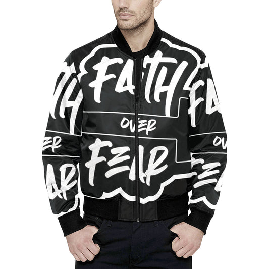 Blk Faith over Fear Puff Bomber