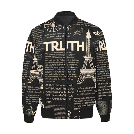 Scripture Print Puff Bomber