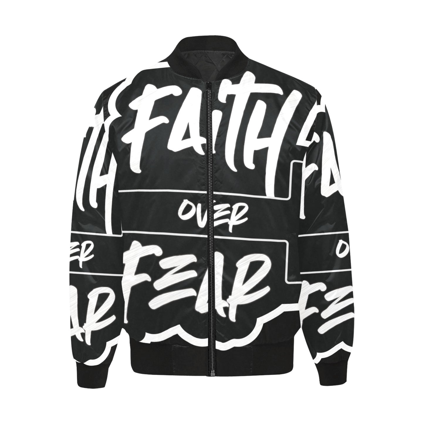 Blk Faith over Fear Puff Bomber